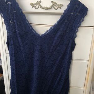 Navy Blue Lace Top